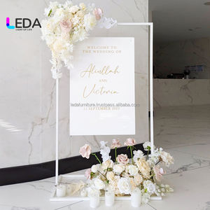 LEDA New <b>Wedding</b> Props White Iron Frame <b>Wedding</b> Welcome Sign Floral <b>Backdrop</b> <b>Stand</b> for <b>Wedding</b> Reception Ceremony Decorations - Product Image 1