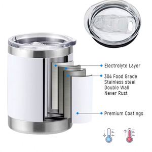 Custom 10oz Stainless Steel Travel <b>Coffee</b> Mug Double Wall Reusable Powder Coated Cup 10 oz Insulated Lowball Tumblers with Lid - Product Image 4