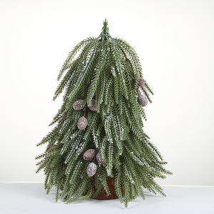 <b>Mini</b> Artificial <b>Christmas</b> <b>Tree</b> Noble Fir Branch with Velvet Bow & Merry <b>Christmas</b> Sign Holiday Desk Decor - Product Image 3