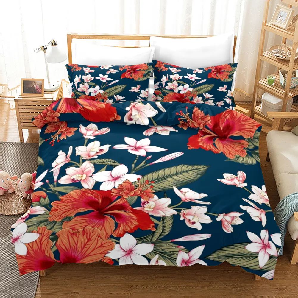 सर्वश्रेष्ठ विक्रेता पुष्प बिस्तर सेट फूल 2nd duvet कवर सेट मुद्रण शीर्ष रैंक सस्ते चादरें