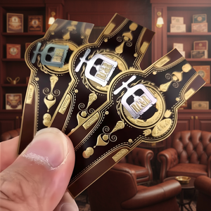 Étiquettes adhésives pour cigares, écologiques, imperméables, avec logo personnalisé, estampage à chaud doré, formes découpées pour projets créatifs - Product Image 1