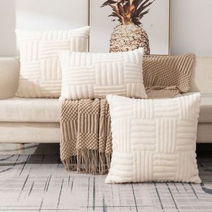 Nordic Modern Eco-Friendly Woven <b>Soft</b> Plush Faux Fur Solid Color Throw <b>Pillow</b> Cover Home Decor - Product Image 1