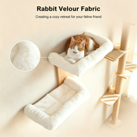 Étagère murale pour chat en bois écologique moderne et perchoir avec tapis en sisal, arbre à chat à 2 niveaux, emballé en carton, utilisation intérieure/bureau, toutes saisons