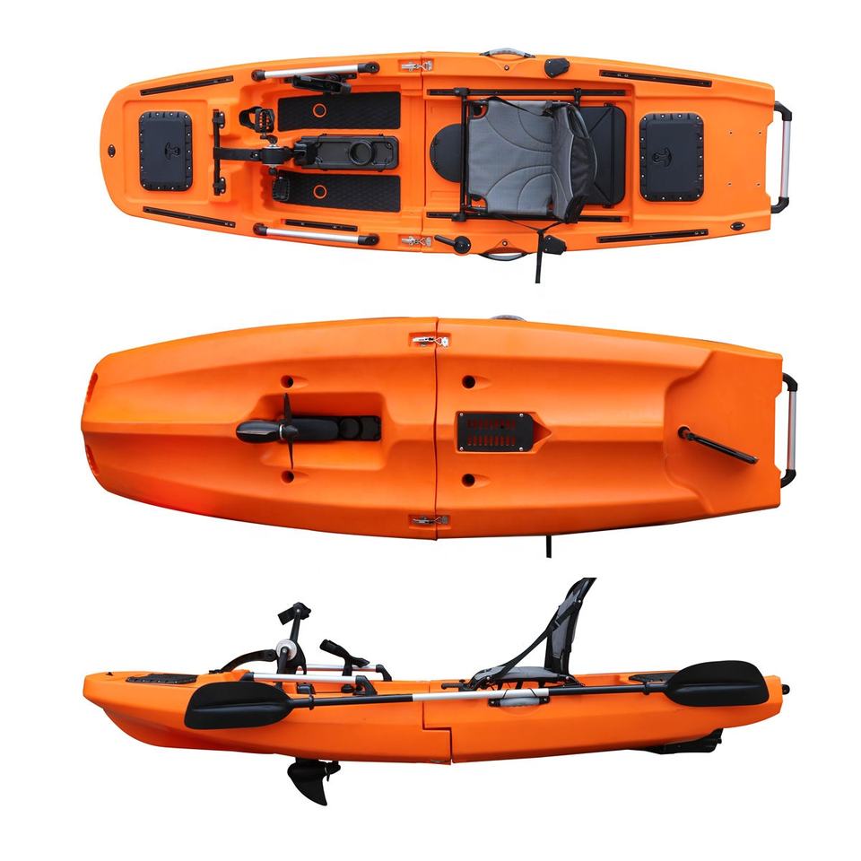 Vicking Detachable Fishing Kayak/canoe With Pedals Lldpe Material Wholesale Motor Kayak 9.7ft Single Person Modular 2 Section