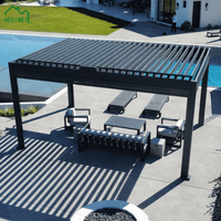 Pavillon en verre avec volets pliants électriques, en alliage d'aluminium, imperméable, écologique, pour véranda extérieure, protection contre la pluie