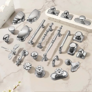 Fransız Tarzı Çinko Alaşımlı Krom Kaplama Parlak Gümüş Modern Dolap Kulpları ve Çekmece Düğmeleri Mutfak Yatak Odası Gardırop ve Dolaplar için - Product Image 2