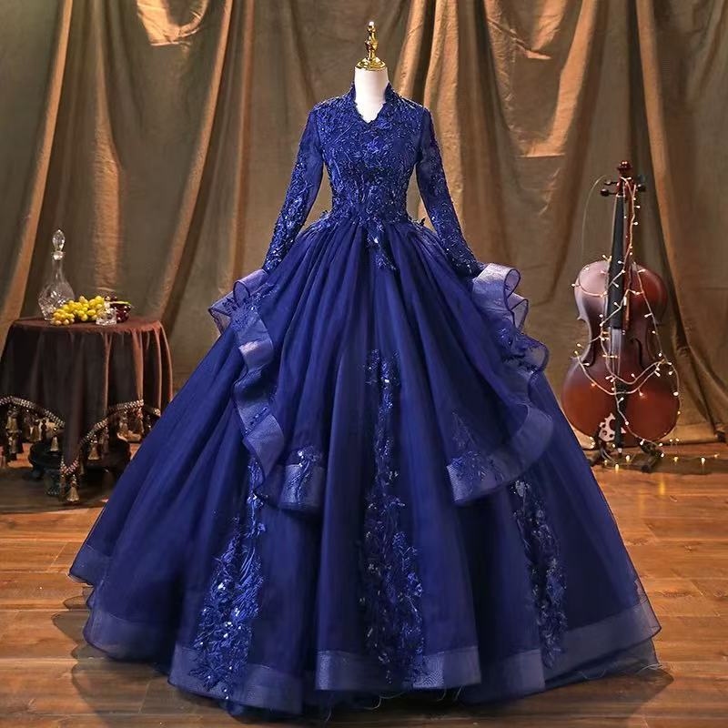 Sws978 Royal Blue Quinceanera Dresses Sweet 15 16 Lace Applique Ball Gown Prom Dress Tulle Masquerade Gown 2025