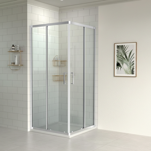 Promotion : Cabine de douche <span class=keywords><strong>double</strong></span> coulissante avec fonction étanche, base de douche en <span class=keywords><strong>verre</strong></span> trempé et porte de douche coulissante - Product Image 4