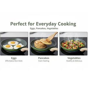 उच्च गुणवत्ता 10 इंच एल्यूमीनियम गैर-छड़ी कोटिंग पेंके साथ लकड़ी के हैंडल प्रेरण तल के साथ - Product Image 4