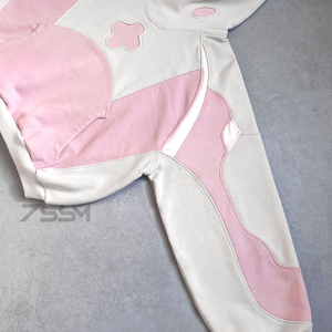 Desain Panel perca tidak teratur katun kebesaran kotak Pullover Hoodie kustom blok warna kontras <span class=keywords><strong>Patch</strong></span> bordir Hoodie - Product Image 3