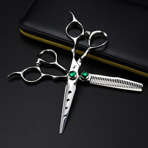 6.0 Inch NEPURLson Màu Xanh Lá Cây Kim Cương <span class=keywords><strong>3</strong></span> Lỗ Emerald Thiết Kế Thời Trang Vẻ Đẹp Kéo Cắt Tóc Kéo Phẳng Răng Kéo Tóc - Product Image 3