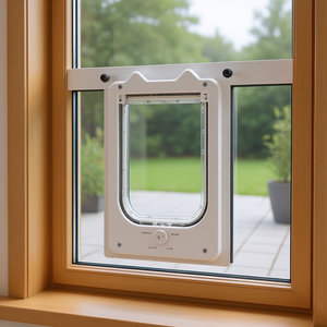 Porte pour chat avec cadre en aluminium, verre haute transparence, fermeture magnétique, installation rapide, 4 modes de verrouillage - Product Image 2