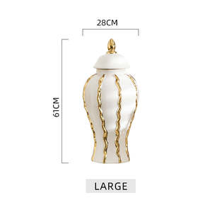 Jarrón de Jengibre de Cerámica con Franja Dorada y Tapa, Florero de Cerámica para Hotel, Jarrones de Cerámica y Porcelana para Decoración de Bodas y Hogar - Product Image 6