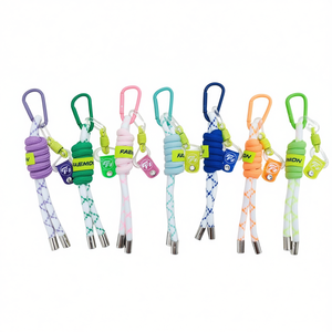 Portachiavi con logo FI, cordino colorato intrecciato con moschettone per chiavi e borse - Product Image 2