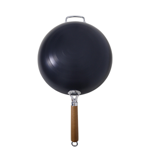 Оптовая продажа: Вок из углеродистой стали с деревянной ручкой, предварительно обработанный, для ресторанов - Product Image 3