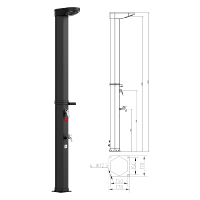 OEM 35L Sechseckige Solar-Außendusche Moderne Integrierte Duschsäule mit Oberer Sprühfunktion für Garten, Pool, Terrasse, Strand und Camping mit Warm- und Kaltwasser