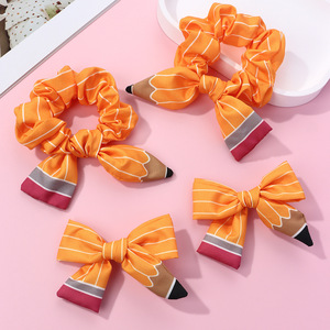 Set Personalizzato di Elastici per Capelli e Fermagli con Design Creativo in Tessuto per il Ritorno <span class=keywords><strong>a</strong></span> Scuola delle Ragazze - Product Image 1