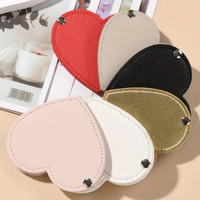 Miroir de maquillage miniature en cuir PU en forme de cœur, portable, rotatif, miroir de poche compact de luxe pour accessoire de voyage