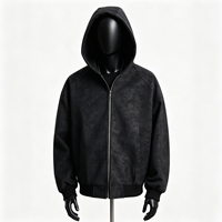 Blouson bomber oversize en similicuir noir pour homme avec fermeture éclair, capuche, poignets et ourlet côtelés, motif lettres et logo frontal – Style streetwear hiver