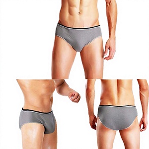 <b>Mens</b> <b>Trunk</b> Panties Classic Grey White Logo on Waist Elastic Band Knitted 91% Micro Modal 9% Spandex Boxer Brief In-Stock - Product Image 3