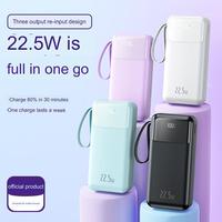 Powerbank 20000mAh 2-in-1 Kabel Powerbank Externer Akku mit Integriertem Kabel für Mobiltelefone 20000mAh Powerbank