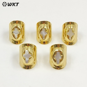 Nhẫn WT-MPR121 kiểu dáng thời trang mạ vàng 18K, mặt thánh giá xà cừ, có thể điều chỉnh kích thước, dành cho cả nam và nữ - Product Image 1