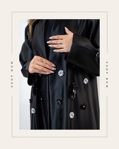 Abaya nhà sản xuất Arab kuwait Vịnh Dubai làm bằng tay abaya đen cho phụ nữ hồi giáo - Product Image 3
