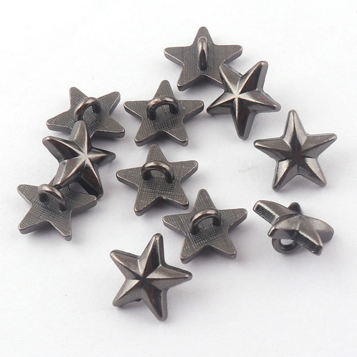 Пуговица с хвостовиком для игрушек/рубашки, мужской костюм, пальто в форме металлического сплава, оптовая продажа, Clothing-13mm со звездами, никелевое покрытие, 1000 шт.