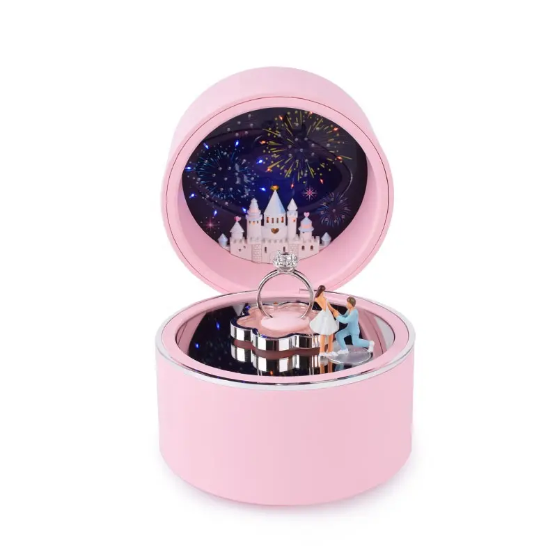 best gift for your girlfriend unbranded automatic spin jewellery container leather jewelry music box musical ring box