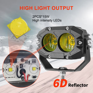 Luz Antiniebla LED Blanca y Amarilla de Haz Amplio y Concentrado de 6D, Luz LED de Conducción Súper Brillante de 30W, <span class=keywords><strong>4</strong></span> Pulgadas, 24V, 12V - Product Image 3