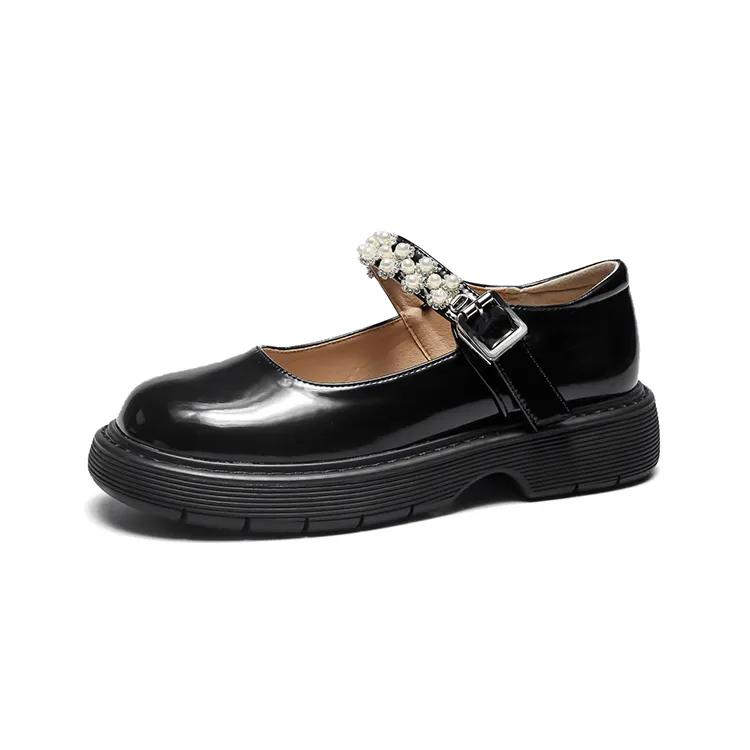2021新しいレトロな厚手のヒールプラットフォームパンプスオックスフォードメアリージェーンアンクルストラップロリータスタイルの女性の靴女性のための浅い口の靴