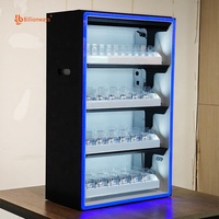 Présentoir de Comptoir LED RGB à 4 Niveaux avec Poussoirs, Vitrine pour Cigarettes et Articles de Fumeurs en Gros