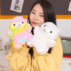 Contoh gratis 20CM boneka tangan Alpaca mewah lucu pelangi mainan boneka tangan domba edukasi boneka tangan bayi anak boneka mainan mengajar Dini