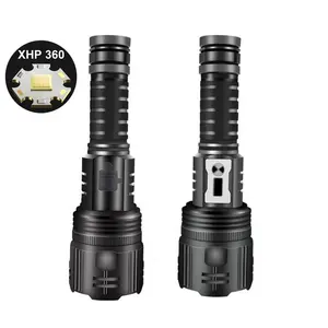 Super Bright Camping Torch Light Zoomable Rechargeable Tactical Flashlight Water Resistant High Lumens XHP360 Led Flashlight