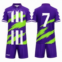 Conjunto de Camisetas de Fútbol con Cuello Polo Personalizadas al por Mayor, Sublimación con Efecto de Pincel, Ropa Deportiva para Equipos de Fútbol, Fabricante OEM, Absorbe la Humedad