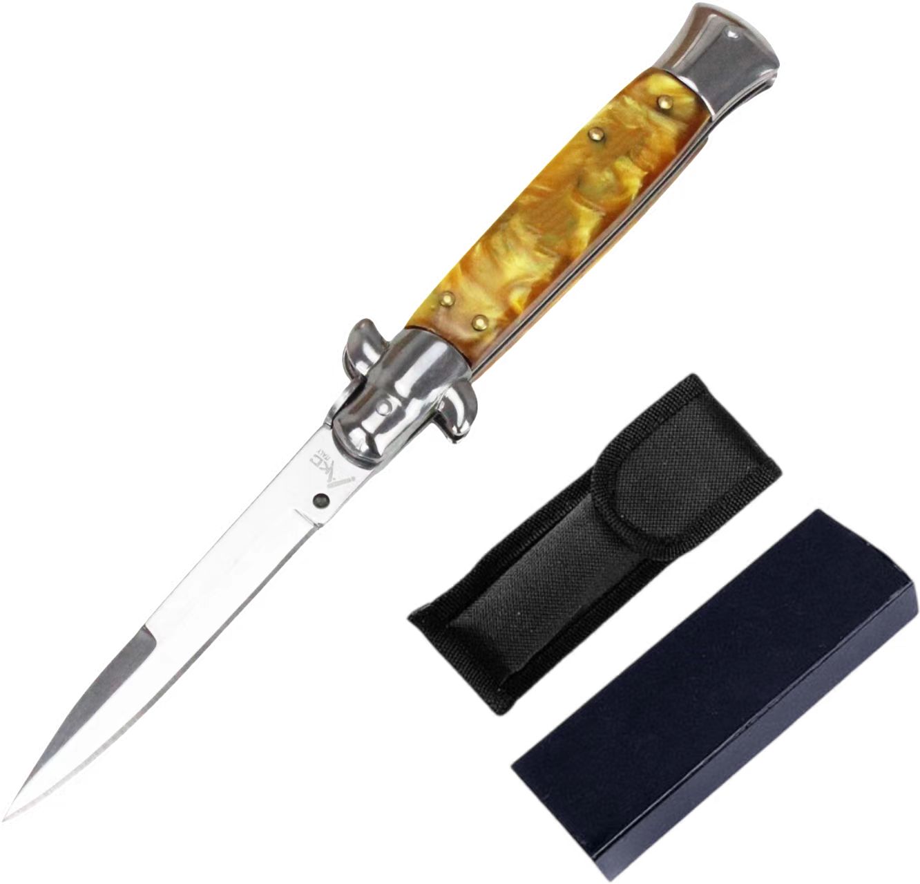 Manico arancione, lama bianca