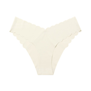 Women <b>Seamless</b> Wave Edge <b>Thong</b> Panties Invisible No Show Solid Color Low Rise Underwear Soft Stretch Yoga Sports Ladies Briefs - Product Image 1