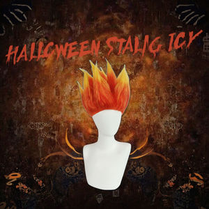 Anxin disfraz Cosplay Halloween naranja y amarillo <span class=keywords><strong>Troll</strong></span> llama fuego Goku Cosplay peluca - Product Image 1