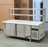 Réfrigérateur de cuisine commerciale de bonne qualité, sous le comptoir, en acier inoxydable, deux portes, table de travail