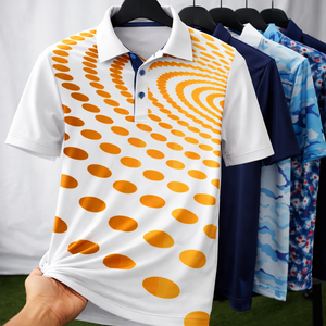 Camiseta Polo Sublimada Personalizada para Hombre, Patrón de Puntos en Degradado, Poliéster y Spandex, Absorbe la Humedad, Ropa de Equipo OEM - Product Image 1