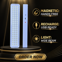 Lanterne de camping rechargeable par USB à 60 LED, magnétique, avec port Type-C, lumière d'urgence portable pour la pêche en extérieur et les pannes de courant