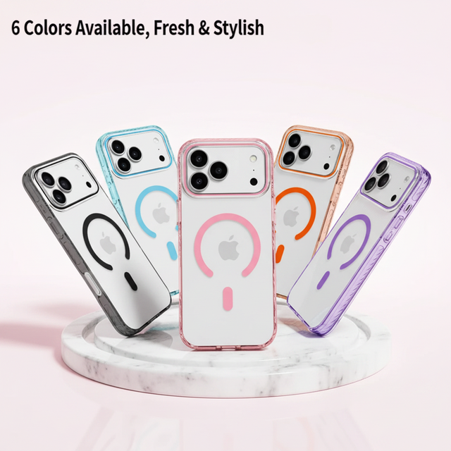 Magnetic Phone Case Anti-Yellowing Clear Acrylic Pastel Color Bumper for iPhone 12-17 Pro Max, Wholesale Lot