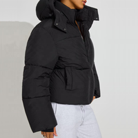 Doudoune matelassée coupe courte à capuche avec logo personnalisé, coupe-vent, pour femme, style streetwear décontracté, hiver