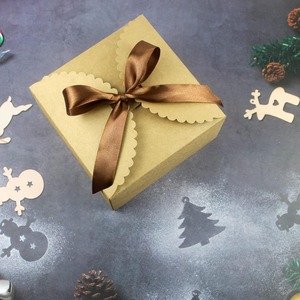 Kraft paper gift <b>box</b> with lid and ribbon, foldable <b>brown</b> cardboard <b>box</b>, suitable for gift packaging, customizable as per demand - Product Image 5