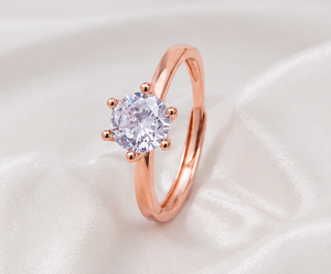 Rose Gold Plated 925 Sterling Silver Solitaire <b>Ring</b> <b>Adjustable</b> Women's <b>Ring</b> Minimalist Fine Jewelry Fashion Handmade - Product Image 4