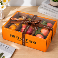 Boîte d'emballage en carton ondulé portable personnalisée pour fruits frais, boîte cadeau pour oranges, raisins, bleuets avec couvercle transparent