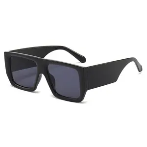 Gafas de sol cuadradas Unisex de alta calidad, gafas de sol de plástico Zonnebril Blauw Glas Uv400, gafas de sol de brazo ancho con cabeza de leopardo policromada