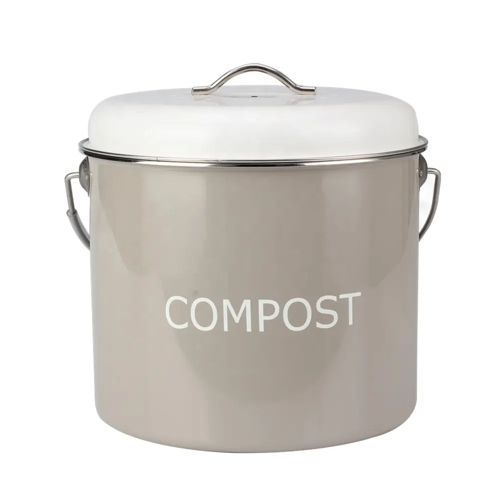1,3 galão de aço carbono bancada Compost Bin, cozinha interior Compost Bin