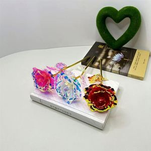 23CM Colorful <b>Glittering</b> Gold Foil Rose - Iridescent Artificial Flower with Golden Stem, Romantic Valentine's Day & Birthday - Product Image 2