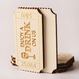 บัตรไม้สำหรับดื่มเครื่องดื่ม บัตรเชียร์ไม้ สำหรับงานบาร์ เทศกาลเบียร์ งานปาร์ตี้ งานแต่งงาน บัตรเข้าชมกิจกรรม รูปทรงไม่สม่ำเสมอ - Product Image 1